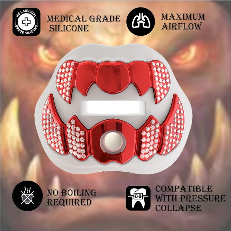 LeCool Football Mouth Guard with Connected Strap- 3D Beast Chrome Adult and Youth Mouth Guard-Mouth Piece for Sports for Maximum Air Flow and Teeth Protection - Image 3